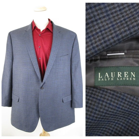 Ralph Lauren Big & Tall Blue Gray Check Sport Coat